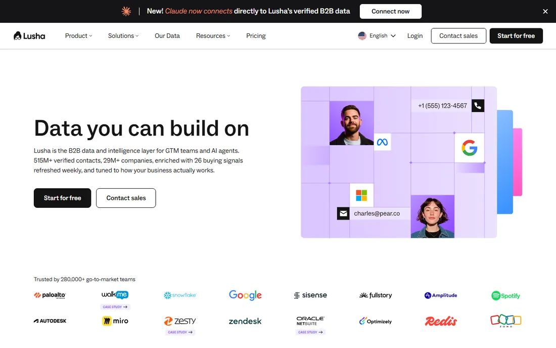 Lusha homepage