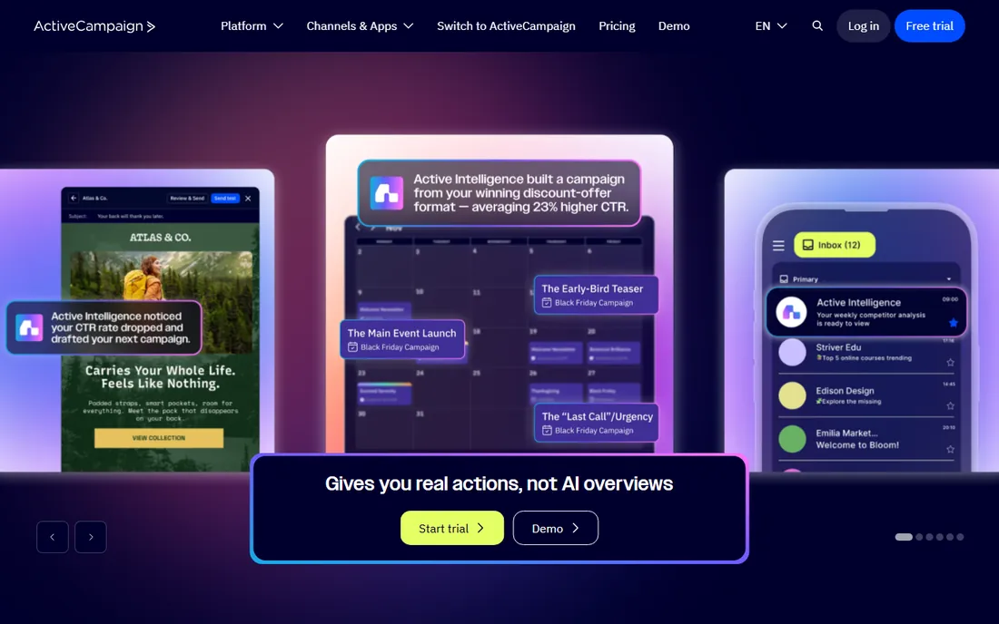 ActiveCampaign homepage