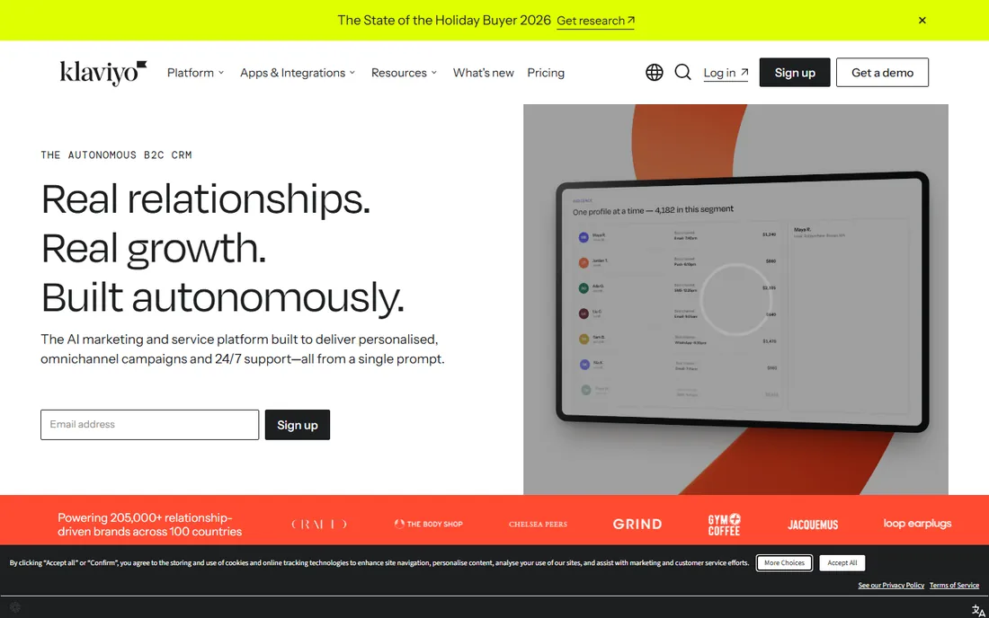 Klaviyo homepage