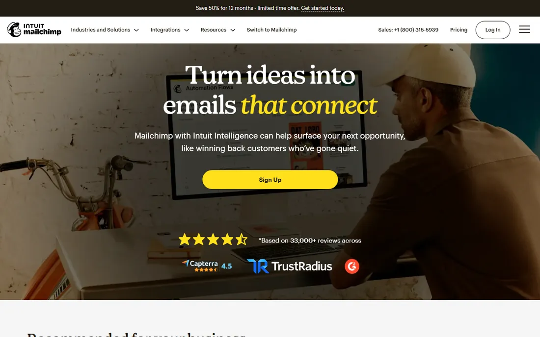 Mailchimp homepage