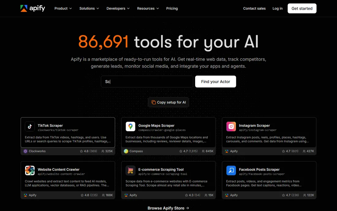 Apify homepage
