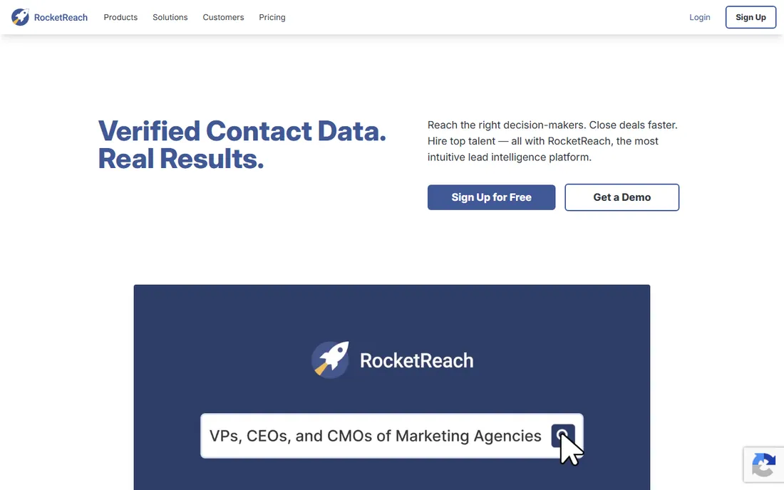 RocketReach homepage