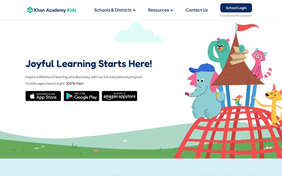 Khan Academy Kids homepage
