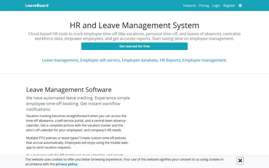 LeaveBoard homepage