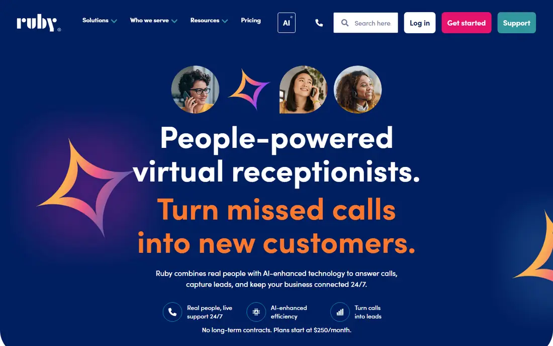 Ruby Receptionists homepage