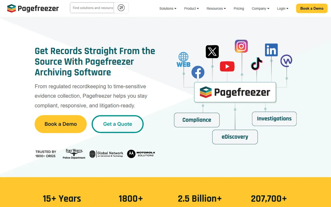 Pagefreezer homepage