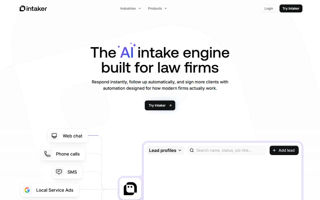 Intaker homepage