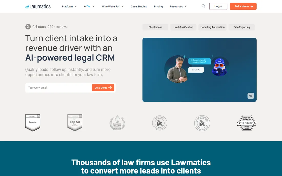 Lawmatics homepage