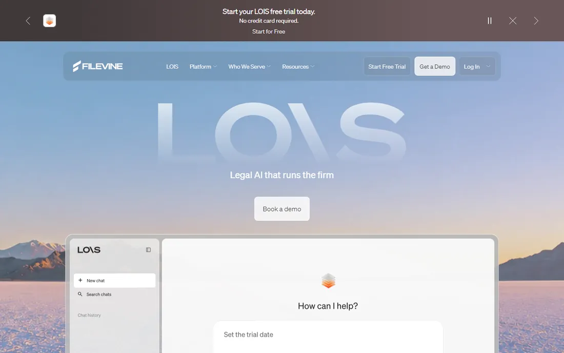Filevine homepage