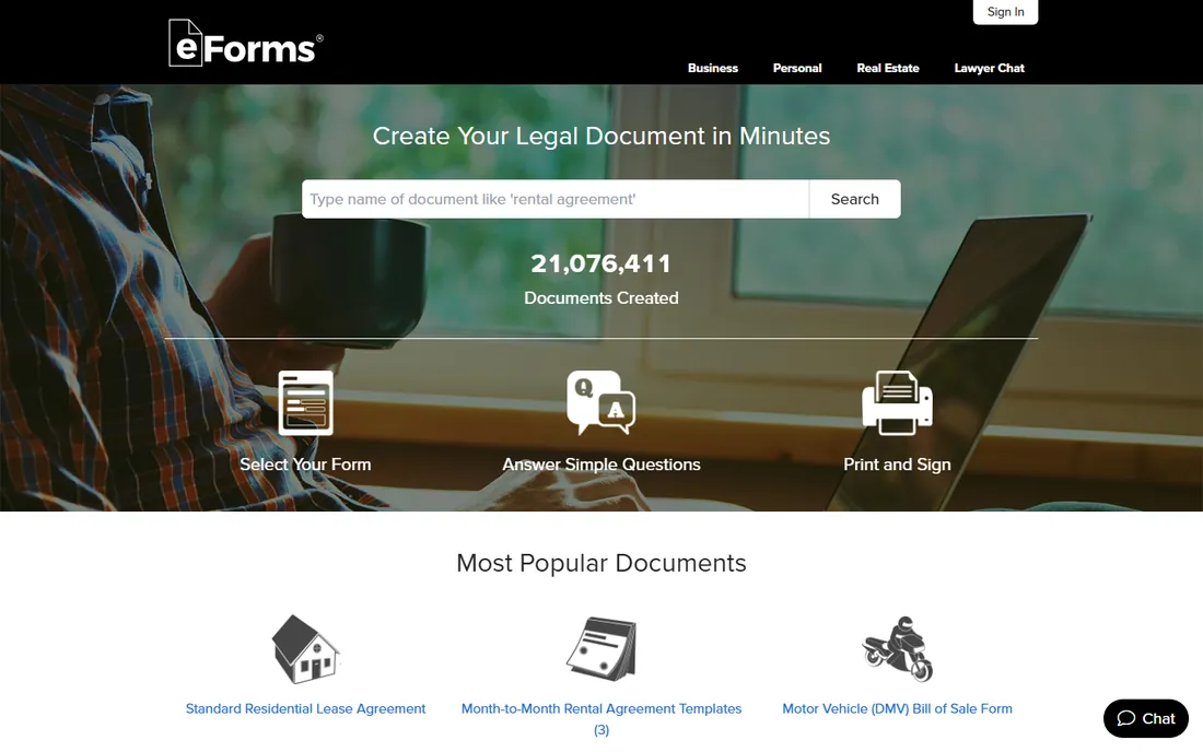 eForms homepage