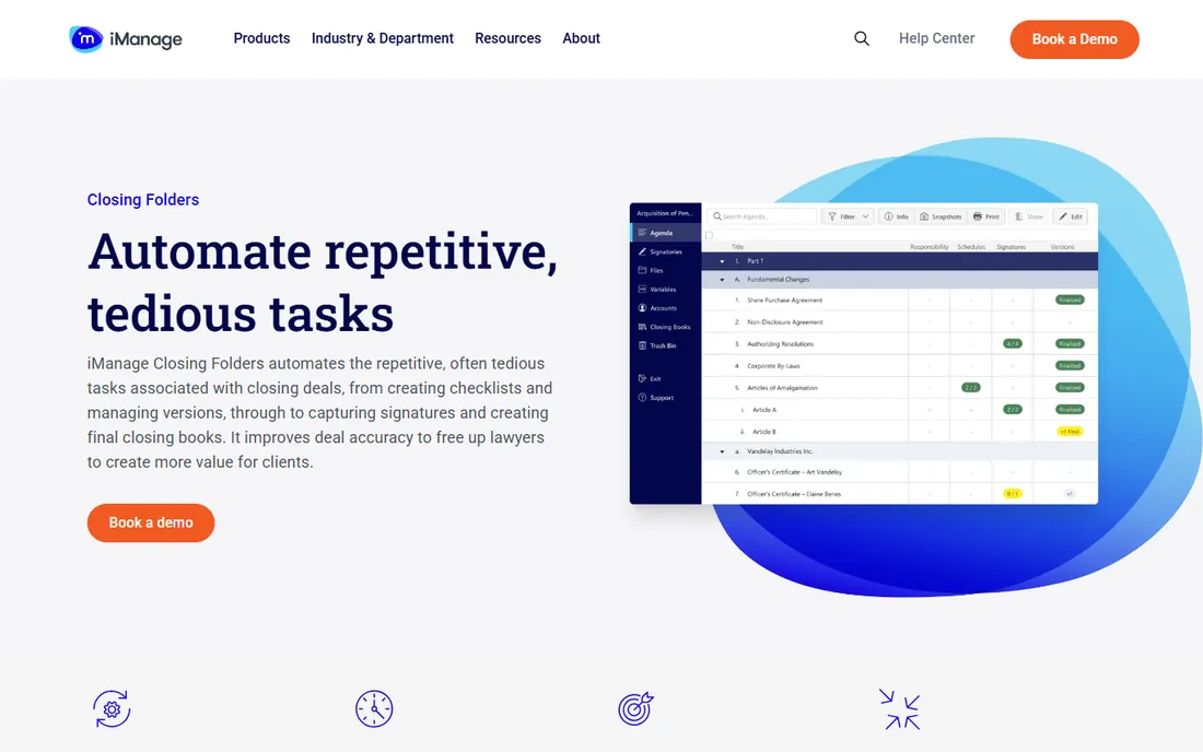 iManage Closing Folders homepage