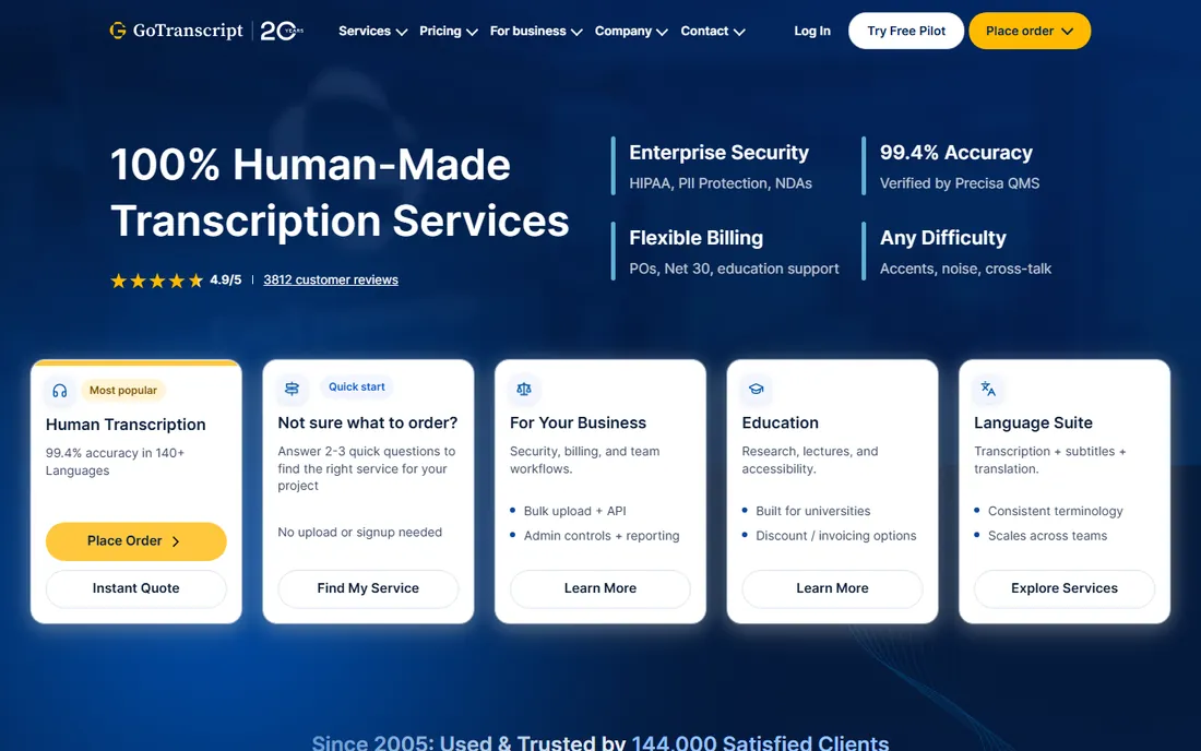 GoTranscript homepage