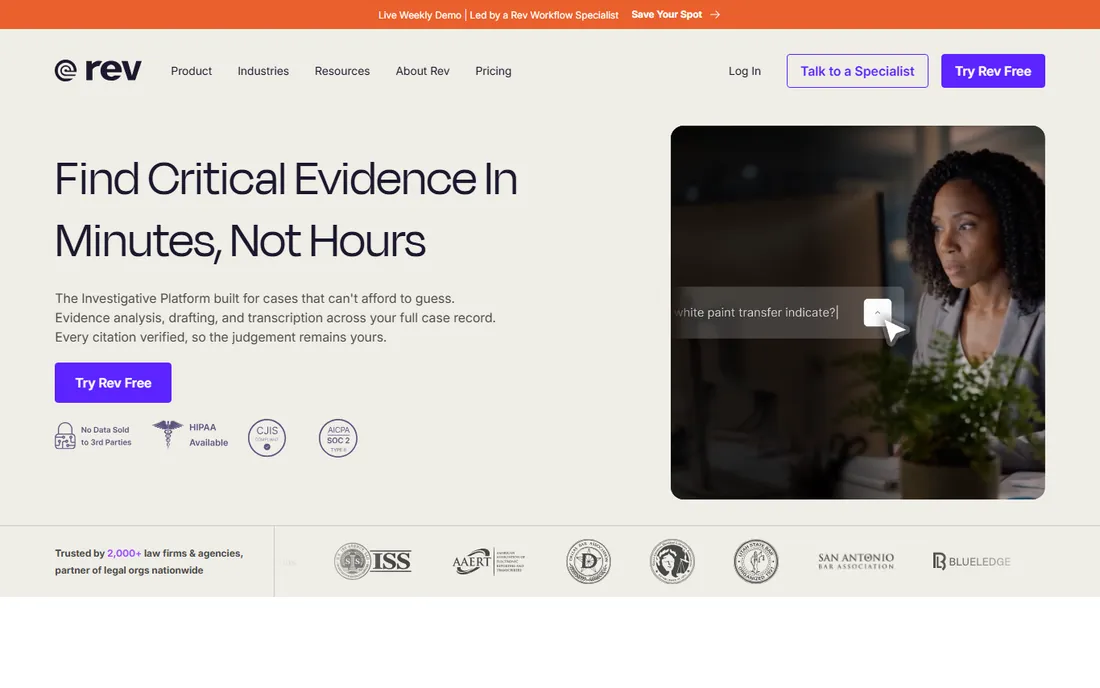 Rev homepage