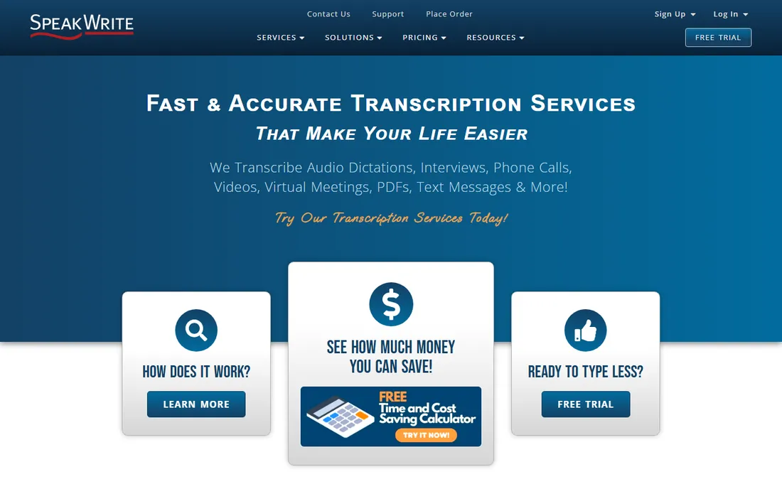 SpeakWrite homepage