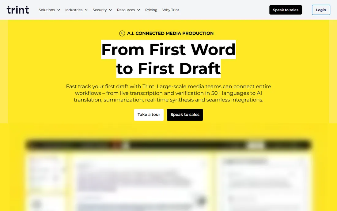 Trint homepage
