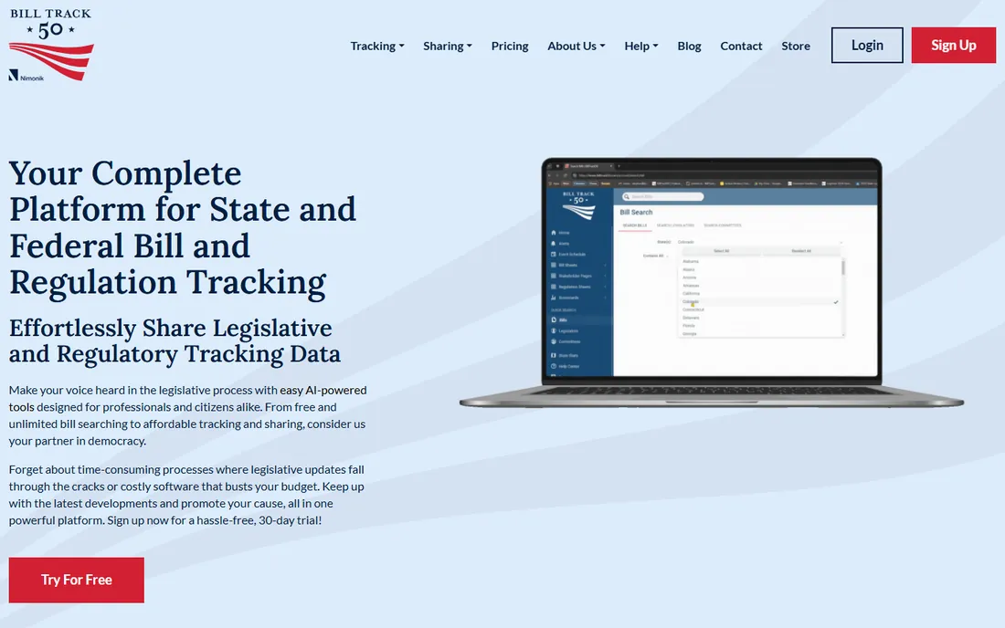BillTrack50 homepage