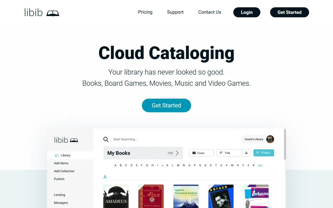 Libib homepage