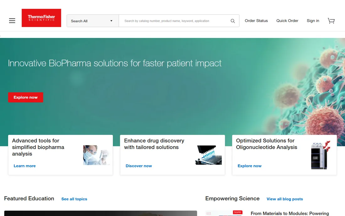 Thermo Scientific homepage