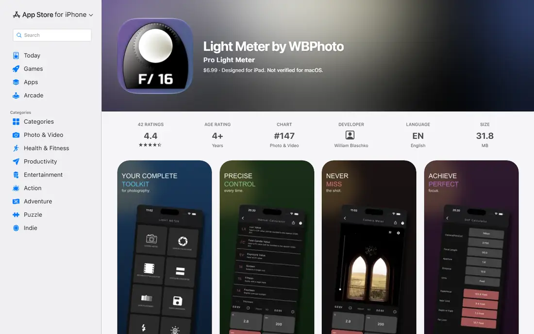 Light Meter by WBPhoto homepage