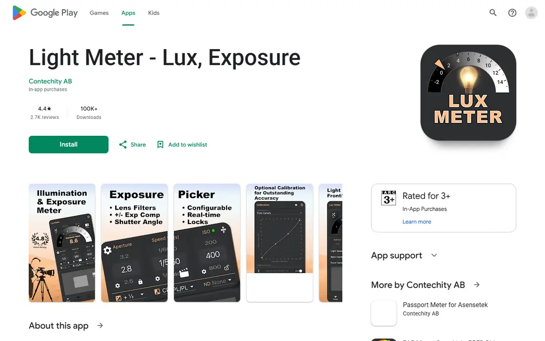 Light Meter Lux Exposure homepage