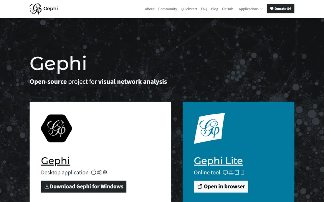 Gephi homepage
