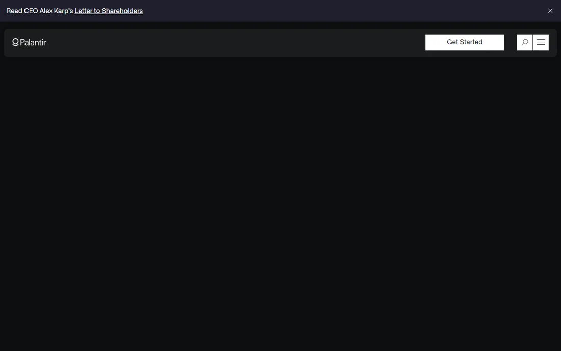Palantir homepage