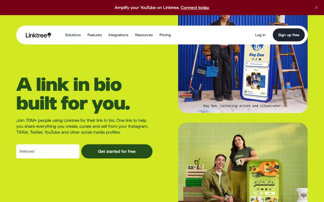 Linktree homepage