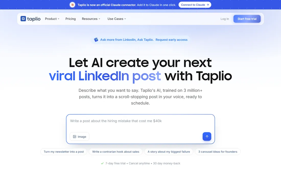 Taplio homepage