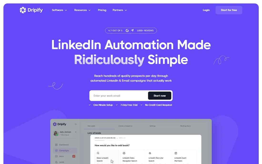 Dripify homepage