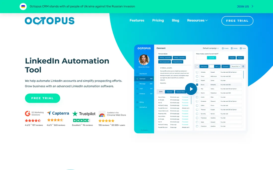 Octopus CRM homepage