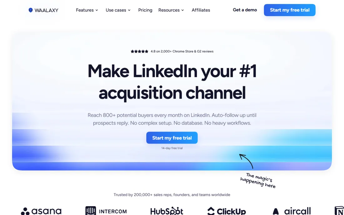 Waalaxy homepage