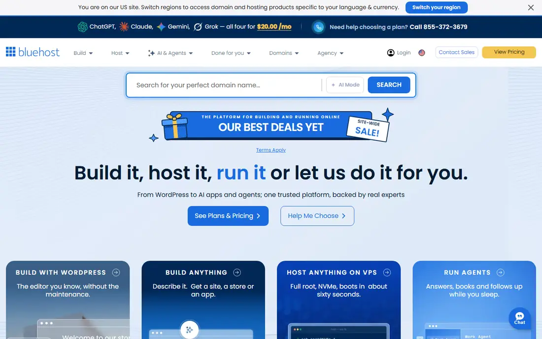 Bluehost homepage