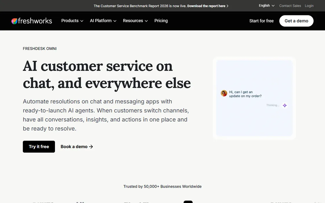 Freshchat homepage