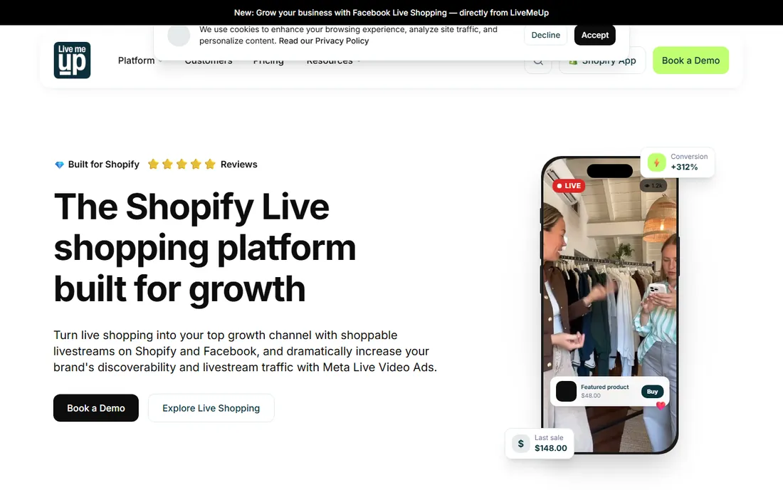 LiveMeUp homepage
