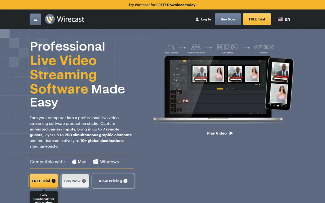 Wirecast homepage