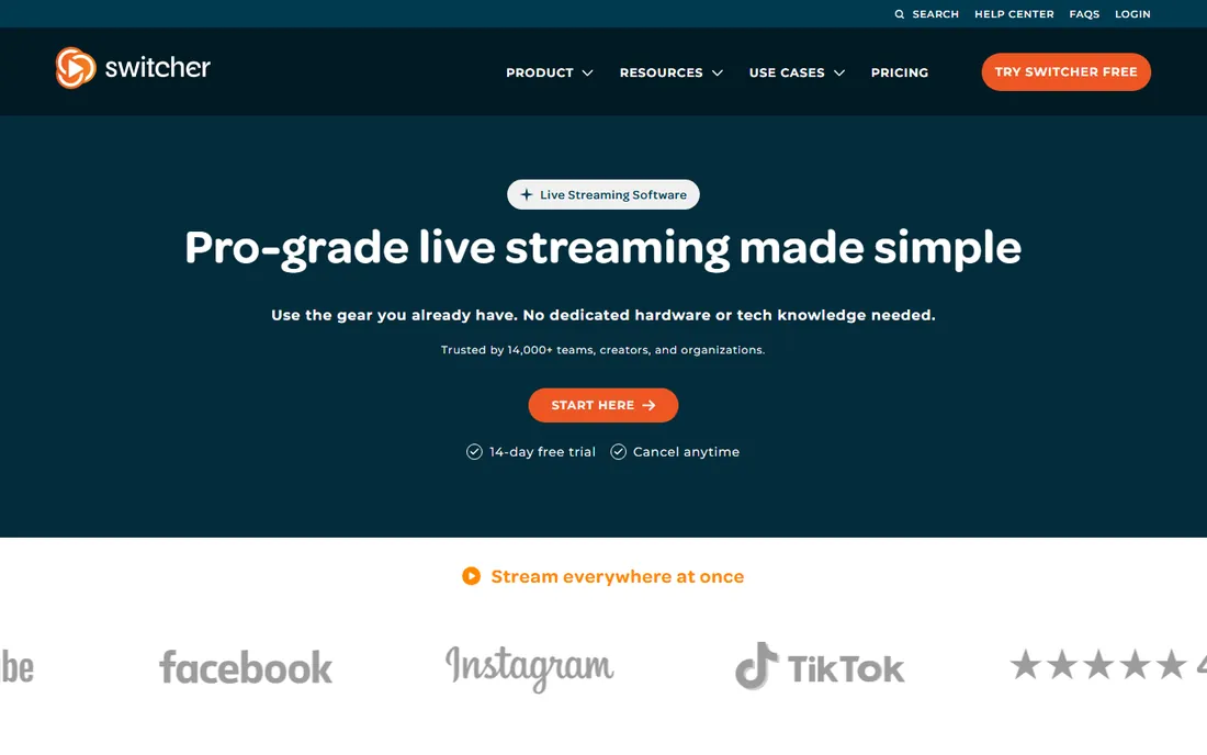 Switcher Studio homepage