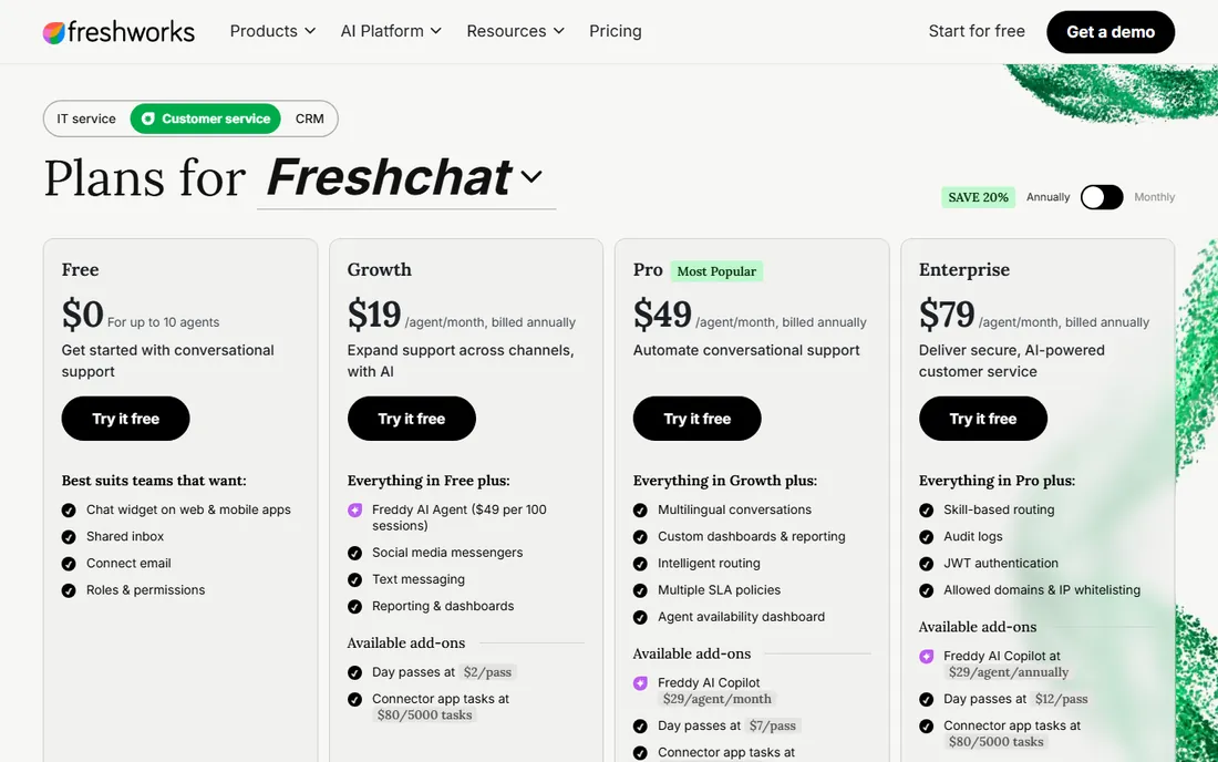 Freshchat homepage
