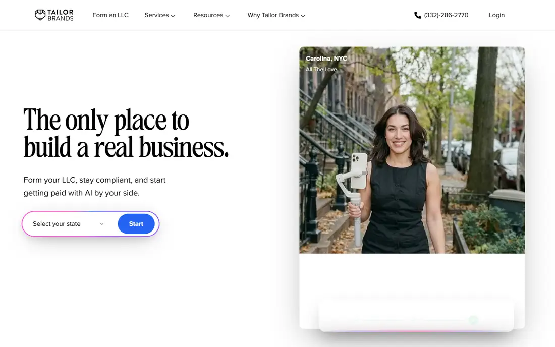 Tailor Brands homepage
