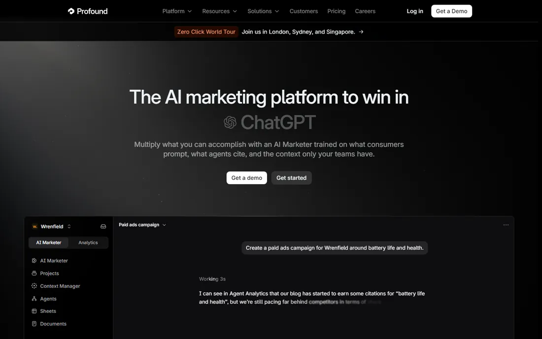 Profound homepage