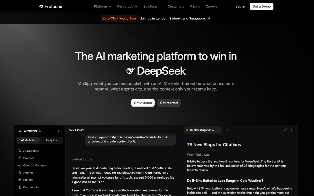 Profound homepage