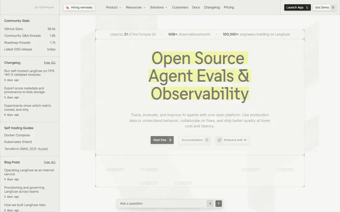 Langfuse homepage