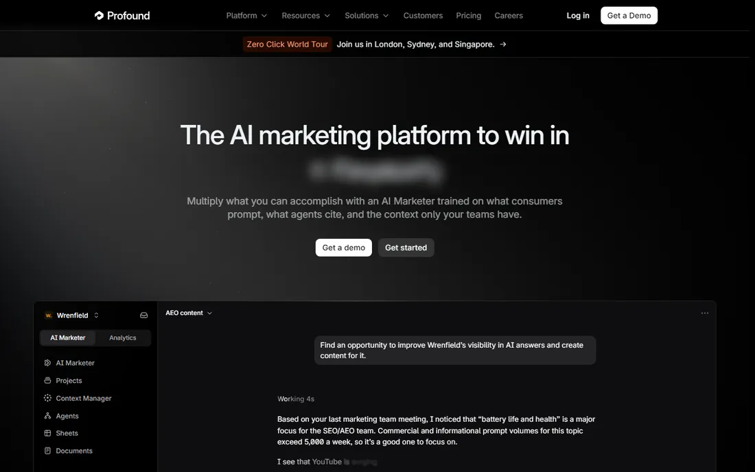 Profound homepage