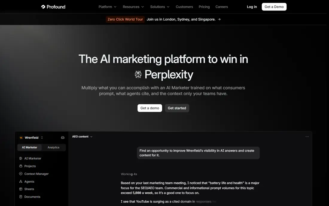 Profound homepage