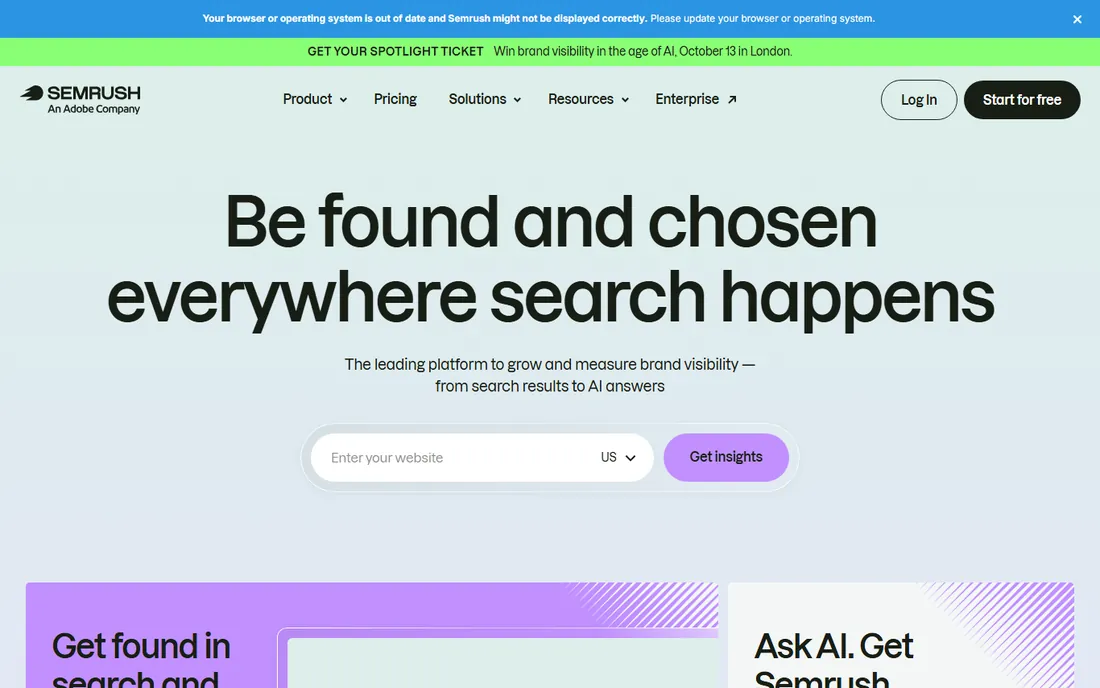 Semrush homepage