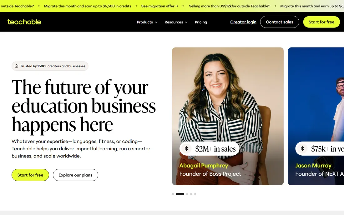 Teachable homepage