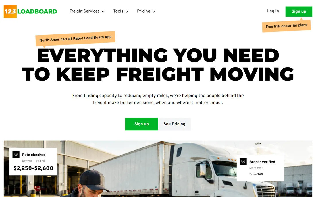123Loadboard homepage