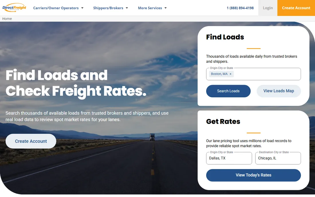 Direct Freight homepage