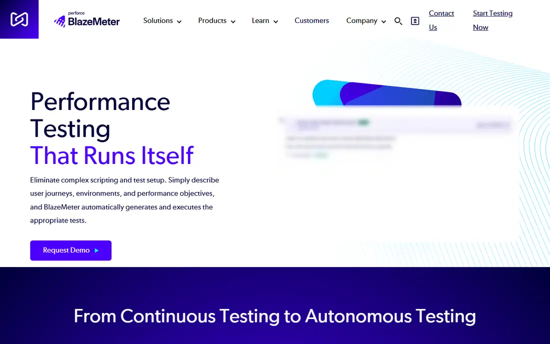 BlazeMeter homepage
