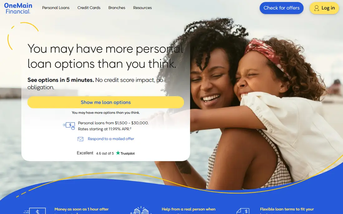 OneMain Financial homepage