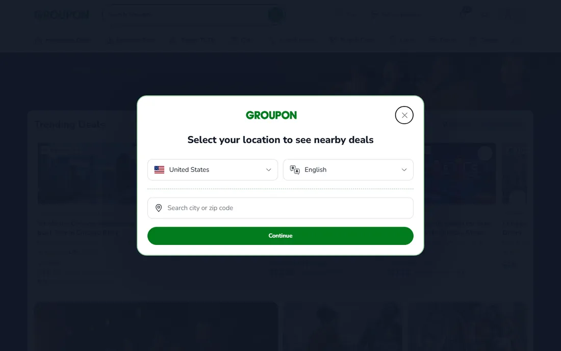 Groupon homepage